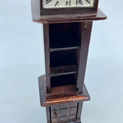 Vintage Dollhouse Furniture Handmade Wood Grandfather Clock 1.25 x 6” TF4