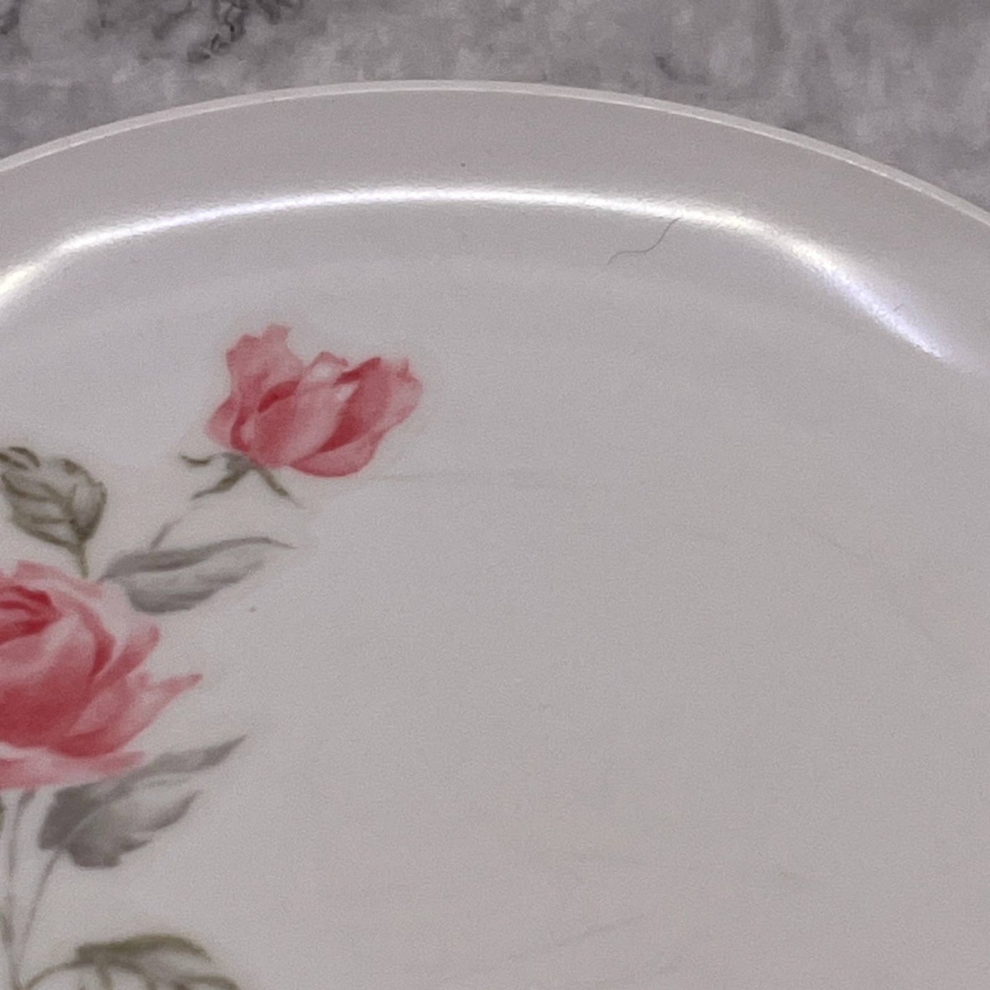 MCM Sun-Valley Melmac Dessert Plate White w/ Roses 6" Malamine TJ5