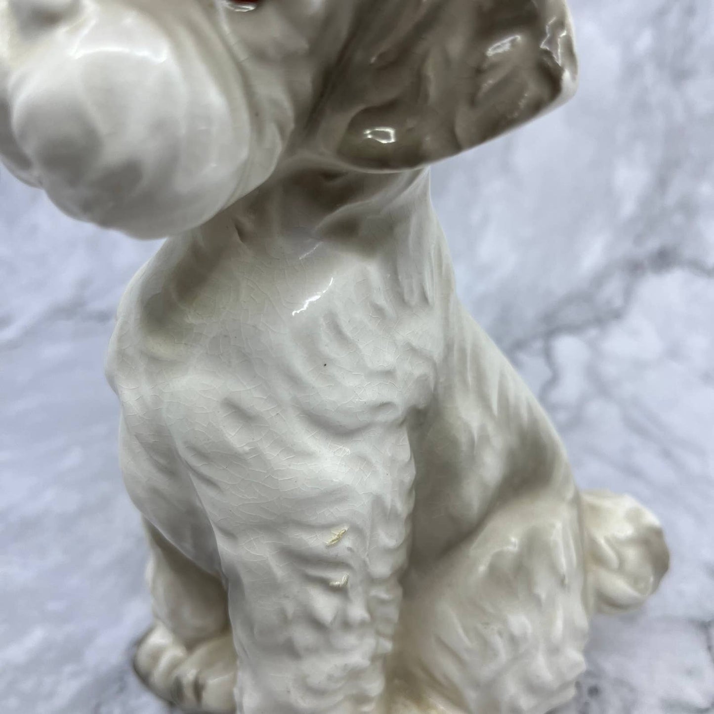 Vintage MCM White and Gray Poodle Hand Painted Porcelain Figurine 7" TJ1