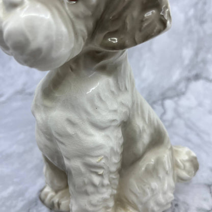 Vintage MCM White and Gray Poodle Hand Painted Porcelain Figurine 7" TJ1