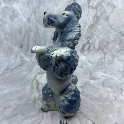 Vintage MCM Blue Gray Poodle Hand Painted Porcelain Figurine 9" TJ1