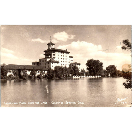 Broadmoor Hotel From the Lake Colorado Springs Colorado Original Postcard TK1-28