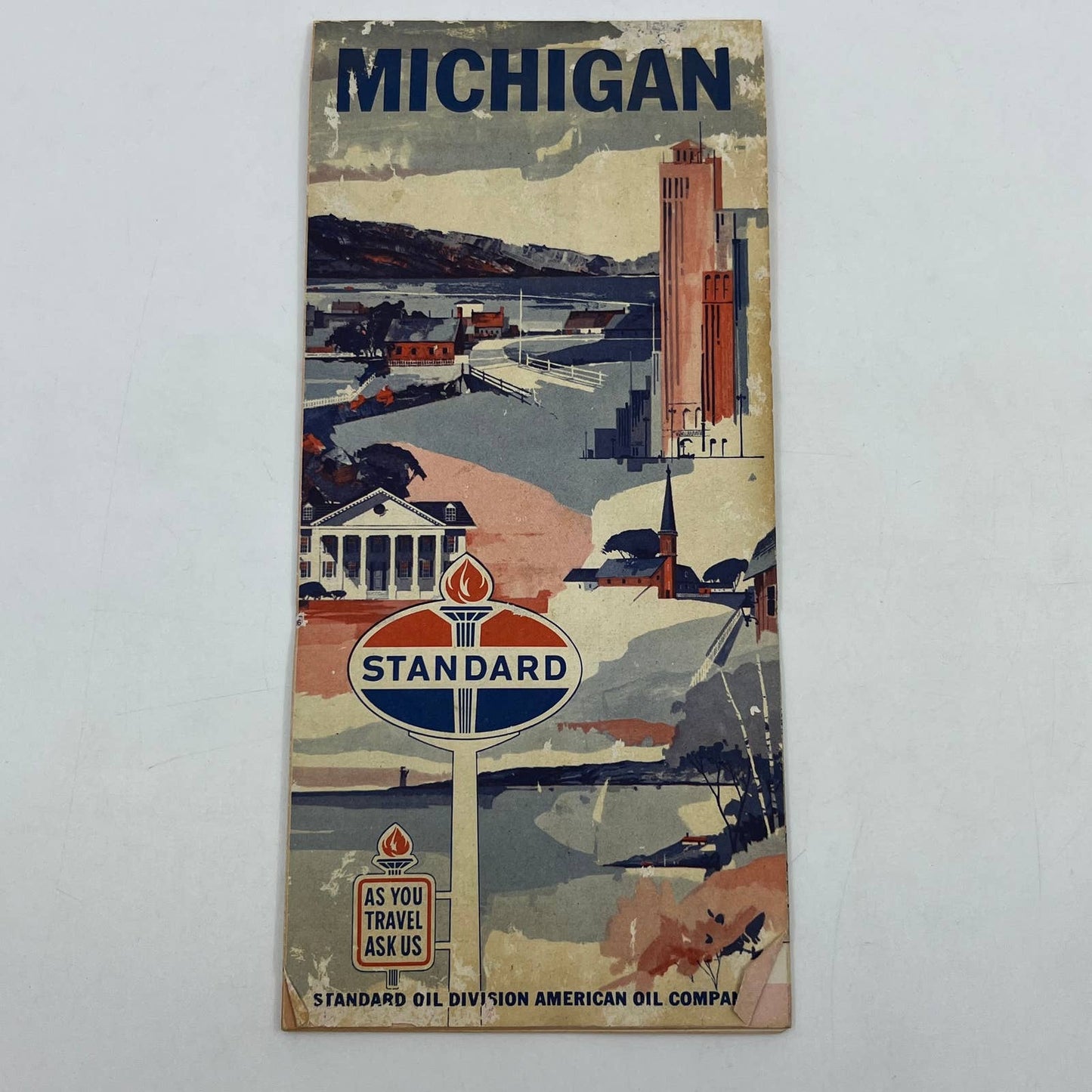 Vintage 1963 Standard Michigan State Highway Gas Station Travel Road Map TG1