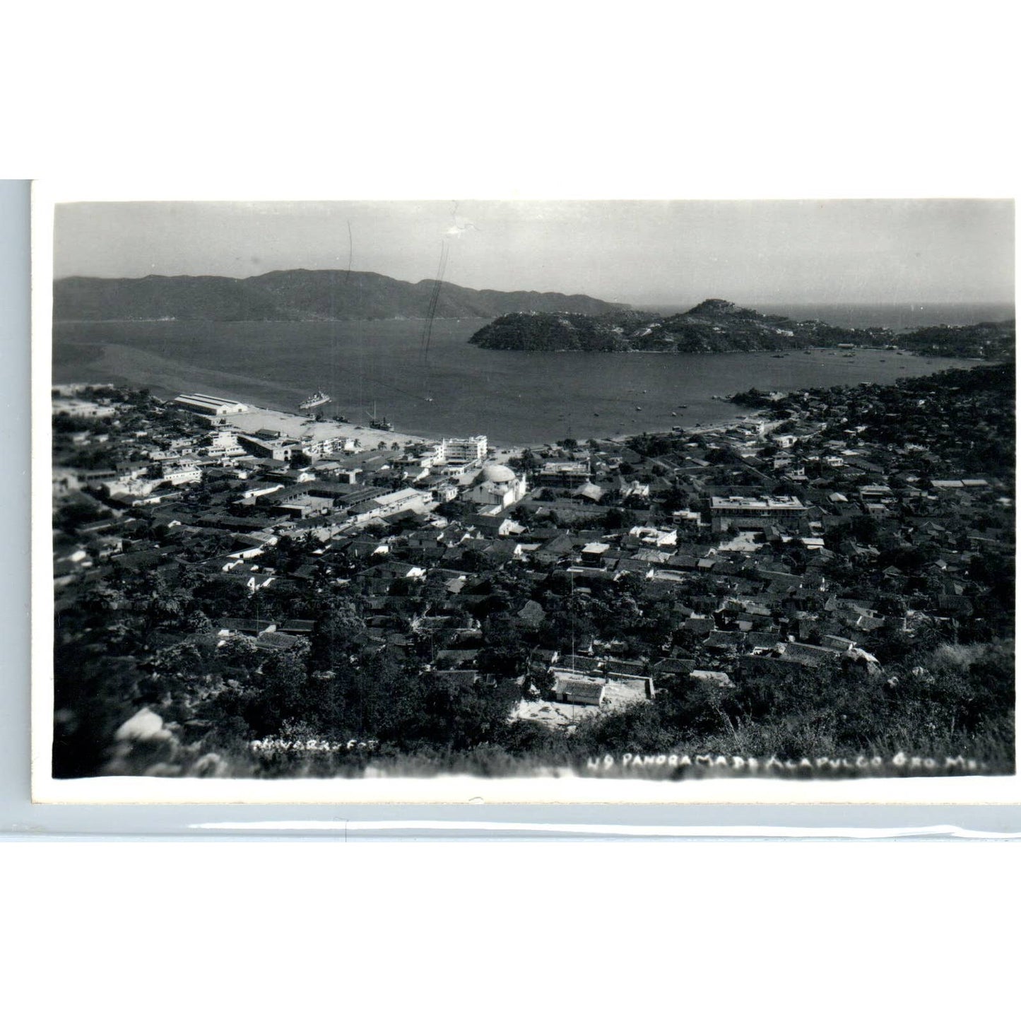 Mexico Acapulco Aerial Panoramic View c1930 - Original RPPC Postcard TJ7-MP