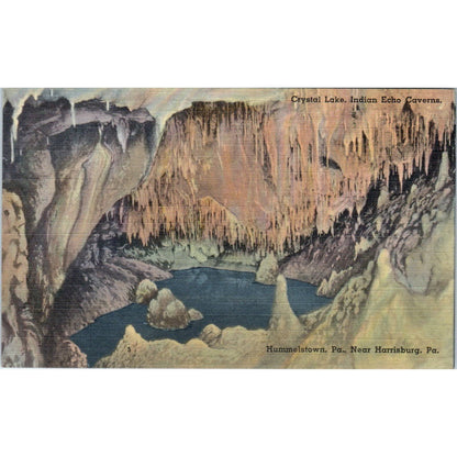 Vintage Postcard Crystal Lake Indian Echo Cavern Hummelstown PA TD9-P1