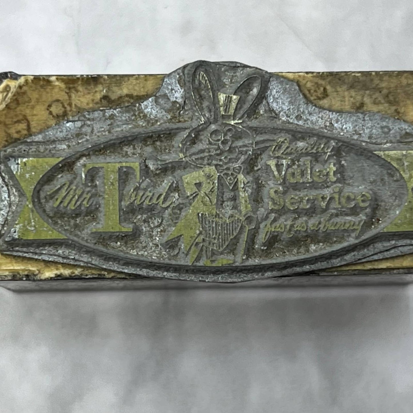 Vintage Printers Block Plate Mr. Third Valet Anthropomorphic Bunny Rabbit TJ517