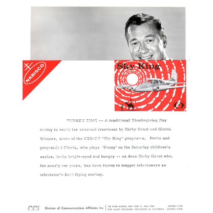 c1960 Press Photo Kirby Grand & Gloria Winters With Thanksgiving Turkey TJ7-2