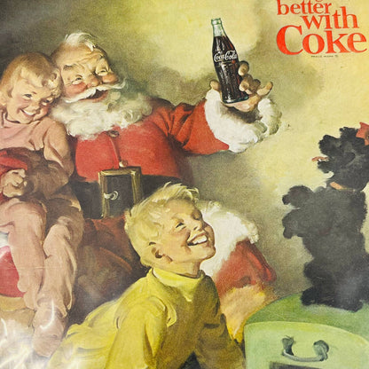 Vintage 1964 Coke Coca Cola Ad Santa & Kids Watching TV Scotty Dog 6x9 C7