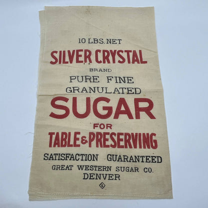 Vintage Sugar Sack - Silver Crystal Great Western Sugar Co Denver 15" TF5