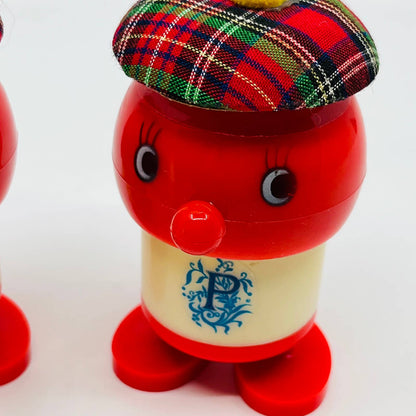 Vintage Kitschy Scottish Tartan Hat Tomato Celluloid Salt & Pepper Shakers TD2