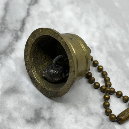 Vintage Etched Brass Bell of Sarna Keychain 1" India SA2