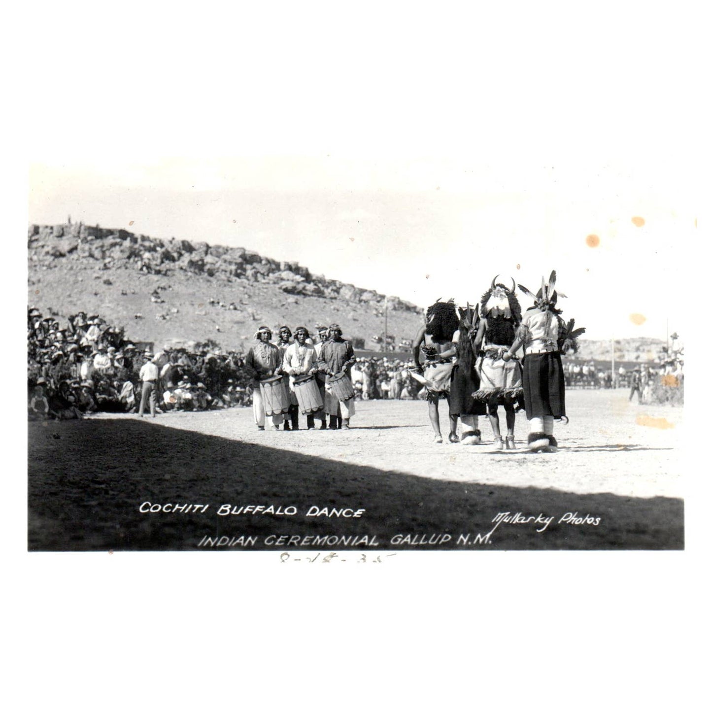 Cochiti Buffalo Dance Indian Ceremony Gallup NM 1935 - Postcard RPPC TJ8-4