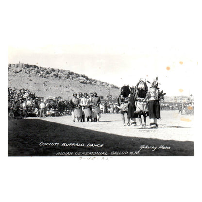 Cochiti Buffalo Dance Indian Ceremony Gallup NM 1935 - Postcard RPPC TJ8-4