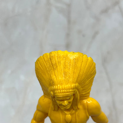 Plastic Yellow Indian Chief Native American Toy Old Vintage 5.5” TC9-T1