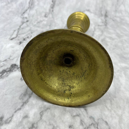 Antique Solid Brass Candlestick Candle Holder Tall Heavy & Great Patina 7” TJ4