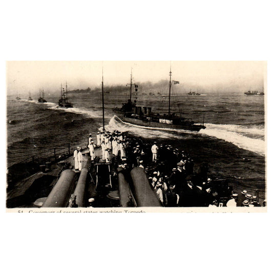 Governors Watching Torpedo Flotilla Review Newport RI - Original Postcard TJ8-5