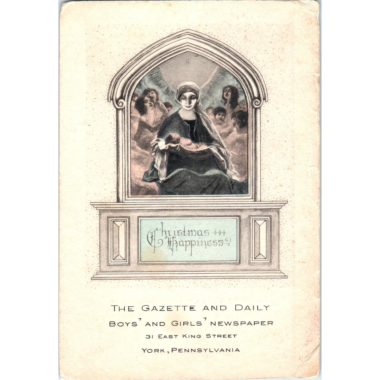 Antique Christmas Advertising Card - The Gazette and Daily York PA PV2