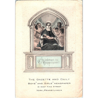 Antique Christmas Advertising Card - The Gazette and Daily York PA PV2