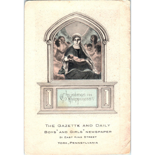 Antique Christmas Advertising Card - The Gazette and Daily York PA PV2