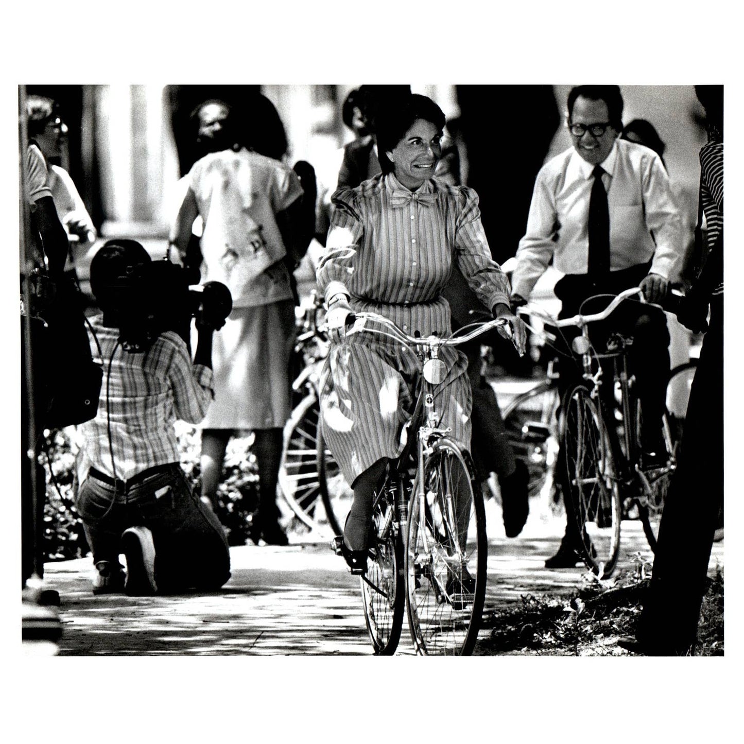 1981 Press Photo Cycling Woman Riding Bike in Dress Miami FL 8x10" AD3