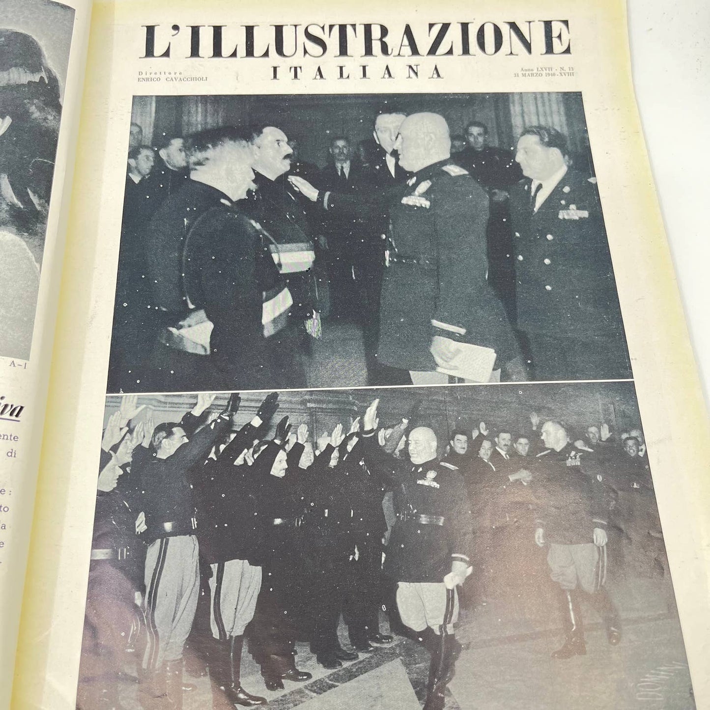 WWII L'ILLUSTRAZIONE ITALIANA 31 March 1940 Mussolini Cover Italian FL3