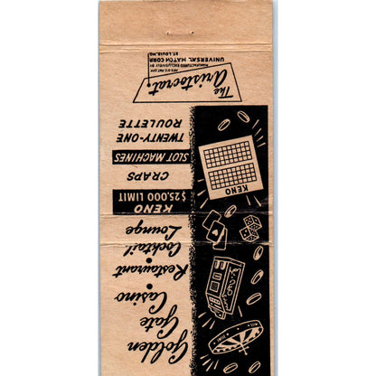 Golden Gate Casino Downtown Las Vegas NV Advertising Matchbook Cover MM11-8