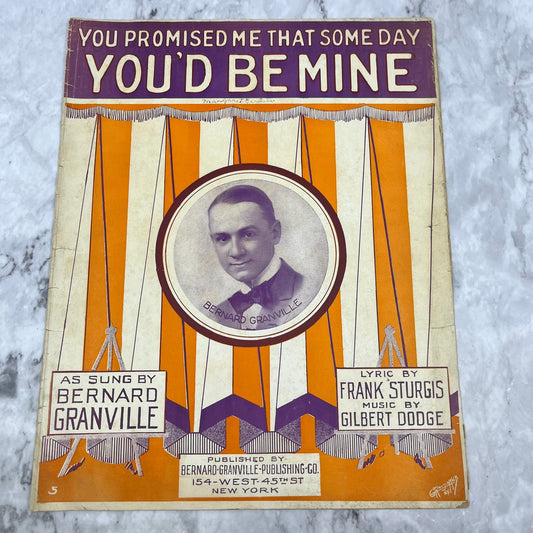 1915 You Promised Me Someday That You'd Be Mine Sheet Music Granville V41-1
