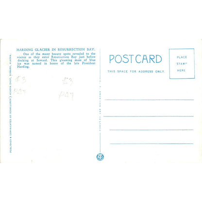 Harding Glacier in Resurrection Bay Alaska Original Postcard TK1-30