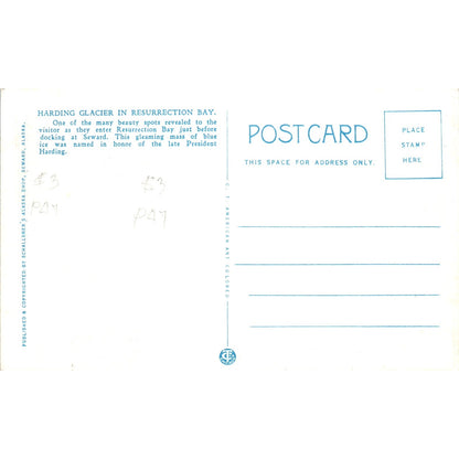 Harding Glacier in Resurrection Bay Alaska Original Postcard P2-6