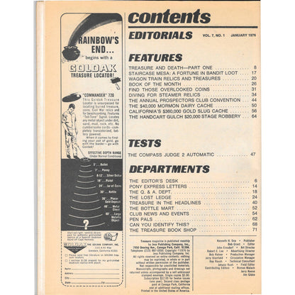 Treasure Magazine - Treasure Hunting Gold Mining Metal Detecting Jan 1976 M5