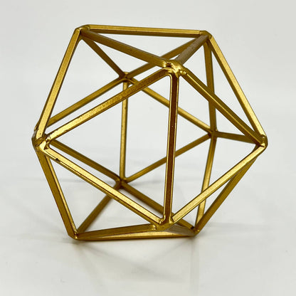 MCM Style Gold Tone Metal Geometric Tabletop Sculpture Bauble Accent 5” TE1