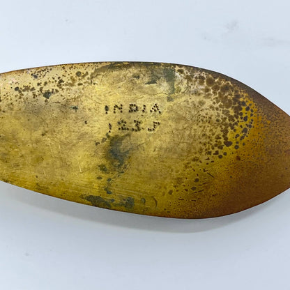 Vintage Brass Etched Shoe Ash Tray Incense Burner India 4” SD1
