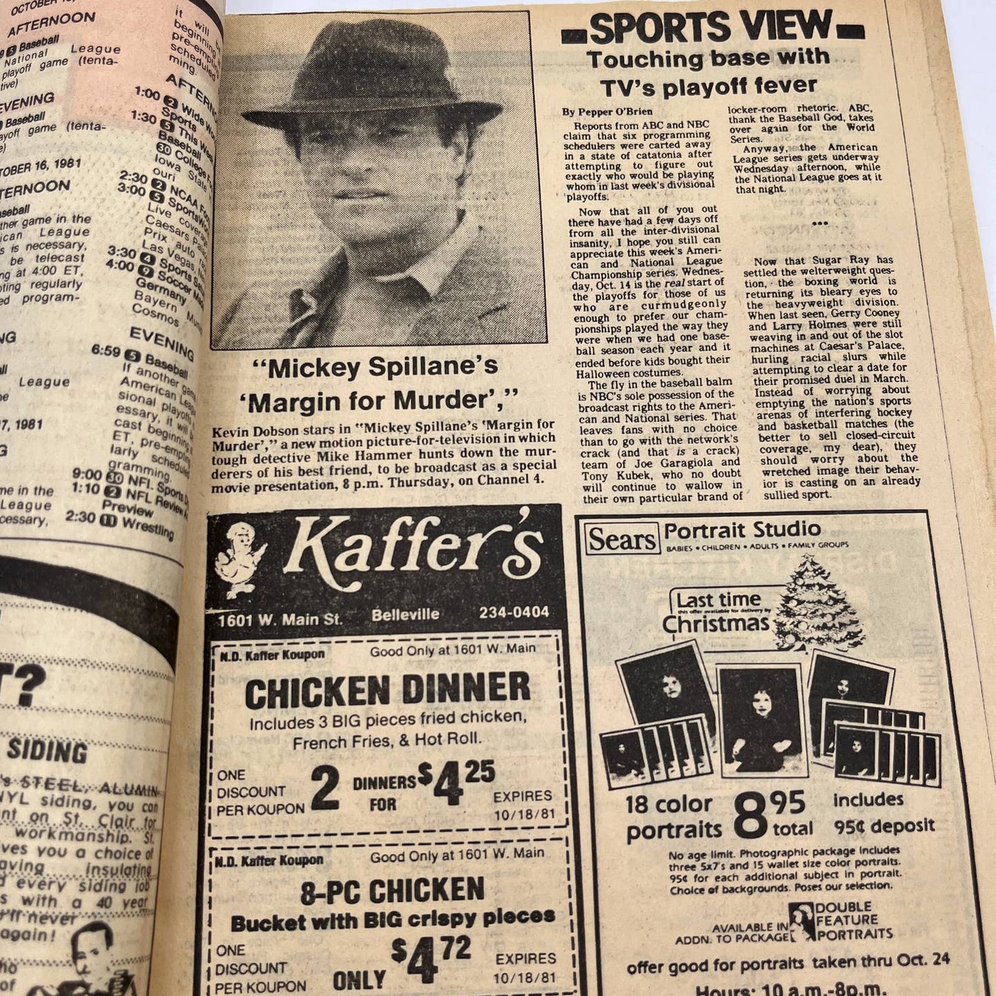 1981 Oct 11 Bellville IL News-Democrat TV Listings Magazine  Kevin Dobson TG6