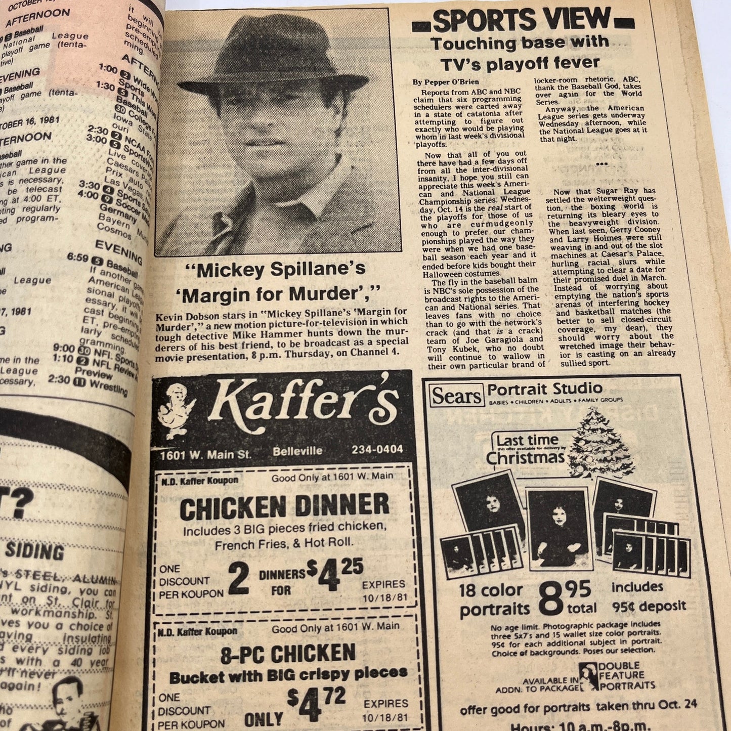 1981 Oct 11 Bellville IL News-Democrat TV Listings Magazine  Kevin Dobson A18