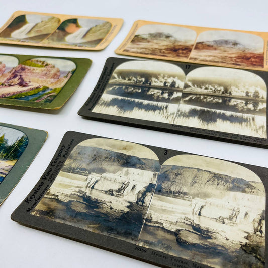 c1900 Lot of 6 Yellowstone Park Stereoview Cards Grand Falls Terraces TA7-2