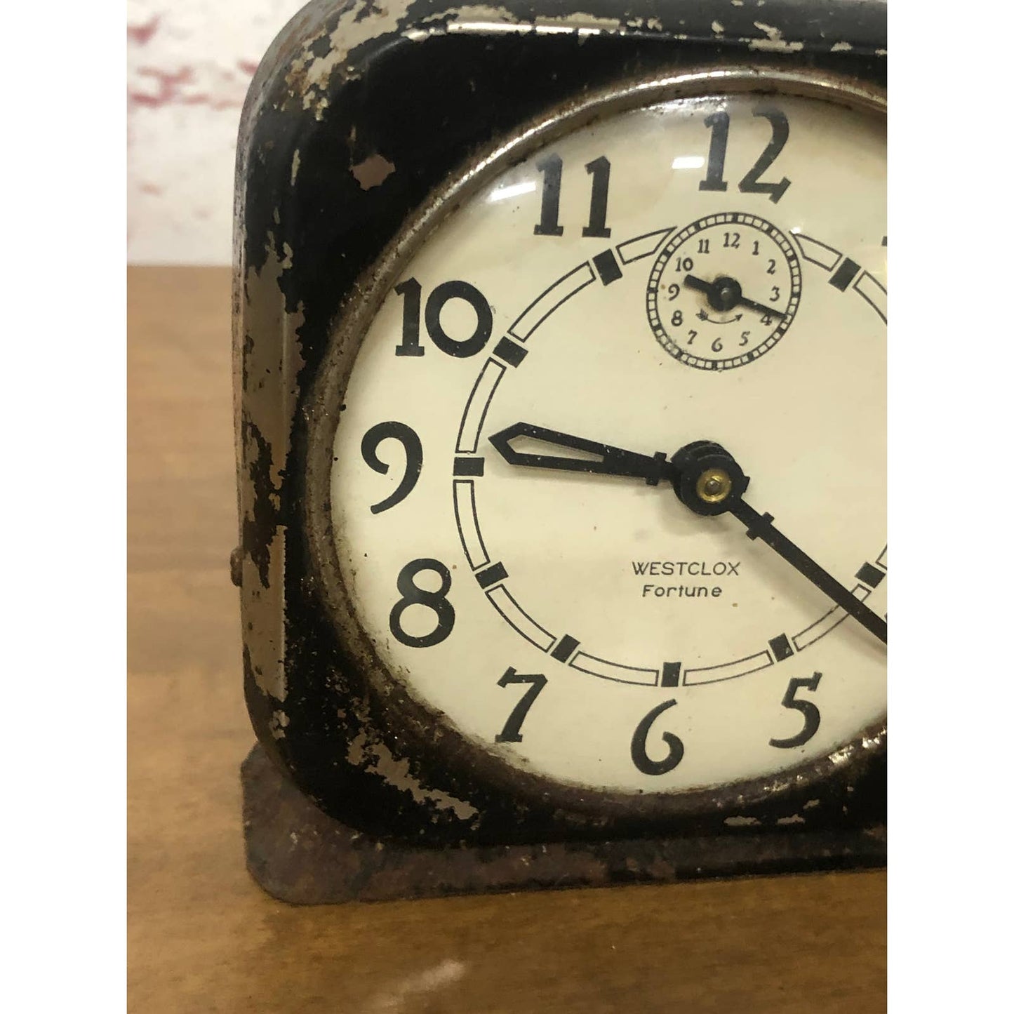 Vintage Black Westclox USA Fortune Square Alarm Clock La Salle IL Untested