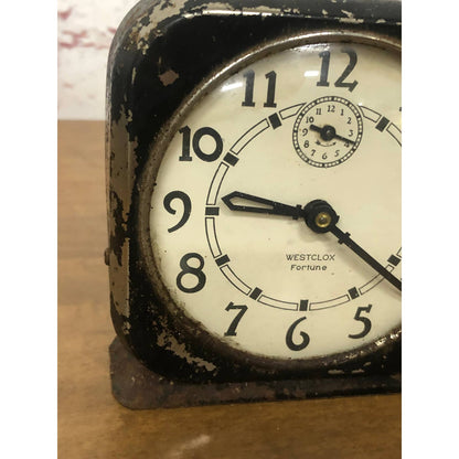 Vintage Black Westclox USA Fortune Square Alarm Clock La Salle IL Untested