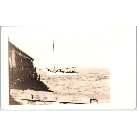 Antique Postcard RPPC Sailboat c1910 SE8