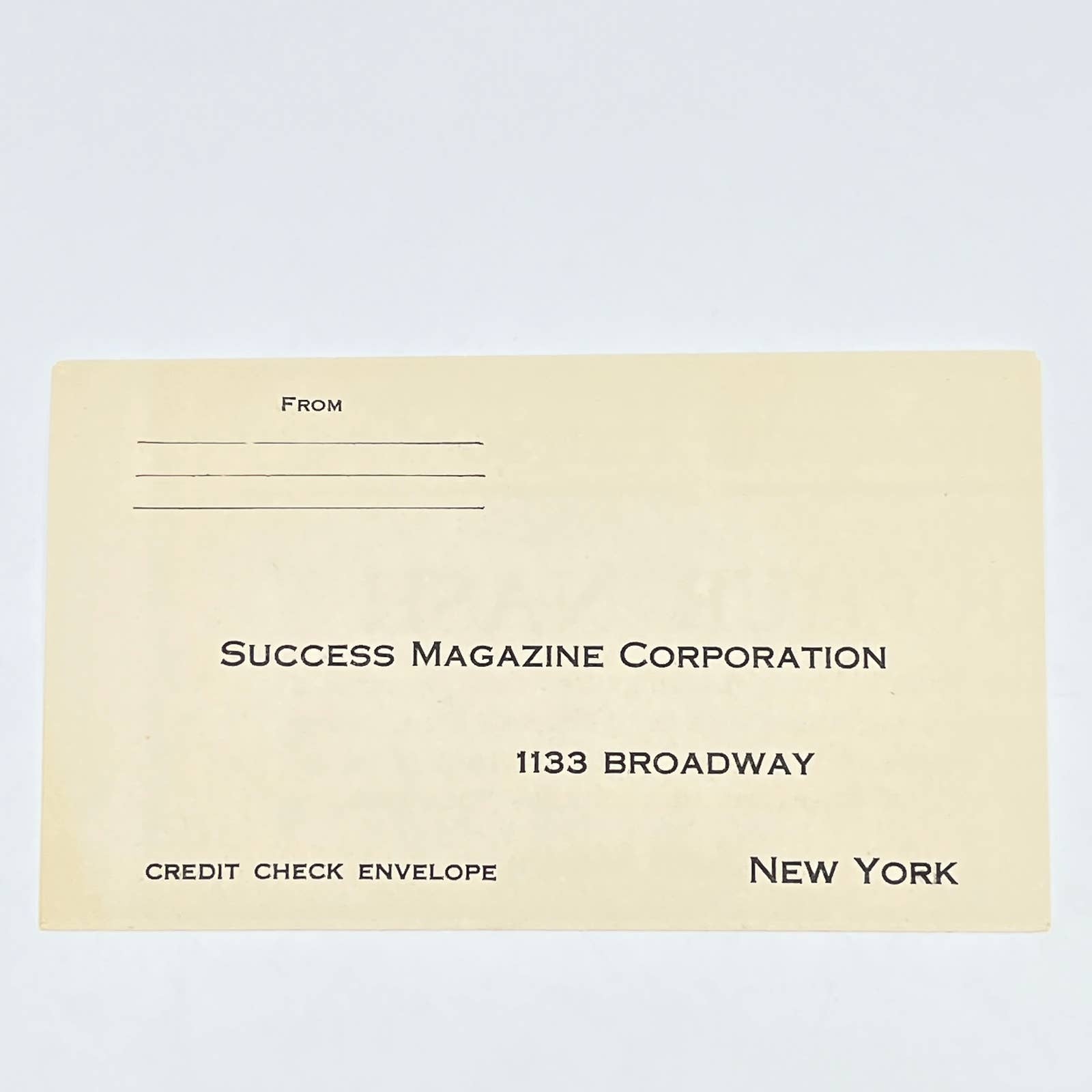 Subscription Envelope 1920s Orison Swett Marden Success Magazine Subscription Envelope Blank ...