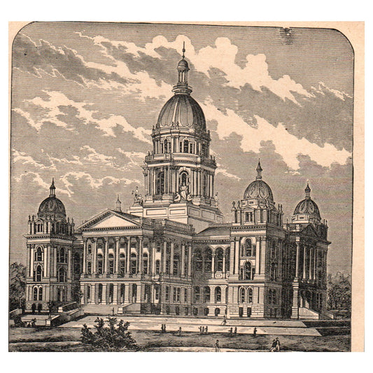 Iowa State Capitol at Des Moines 5x5" Original Engraving 1899 AK5-H7