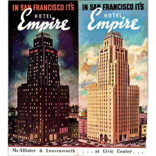 1950s Hotel Empire San Francisco Fold Out Travel Brochure SE3-4