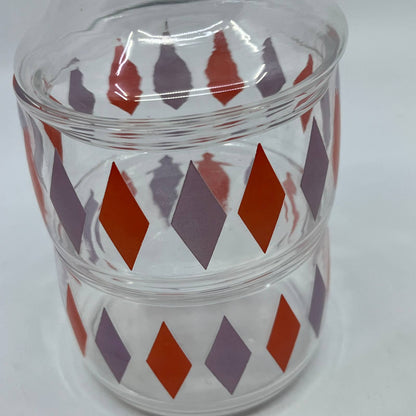 1950s MCM Anchor Hocking Glass Argyle Diamond 2-Tier Candy Dish TI1