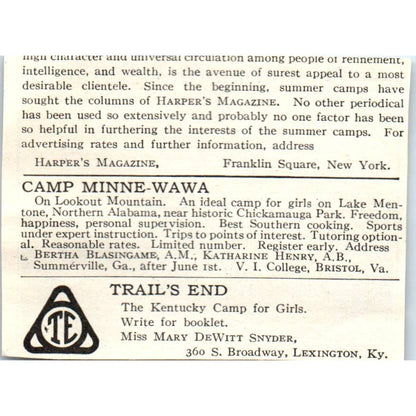 Bear Mountain Camp Harrison Maine Harold J. Staples - 1921 Original Ad TJ7-S8