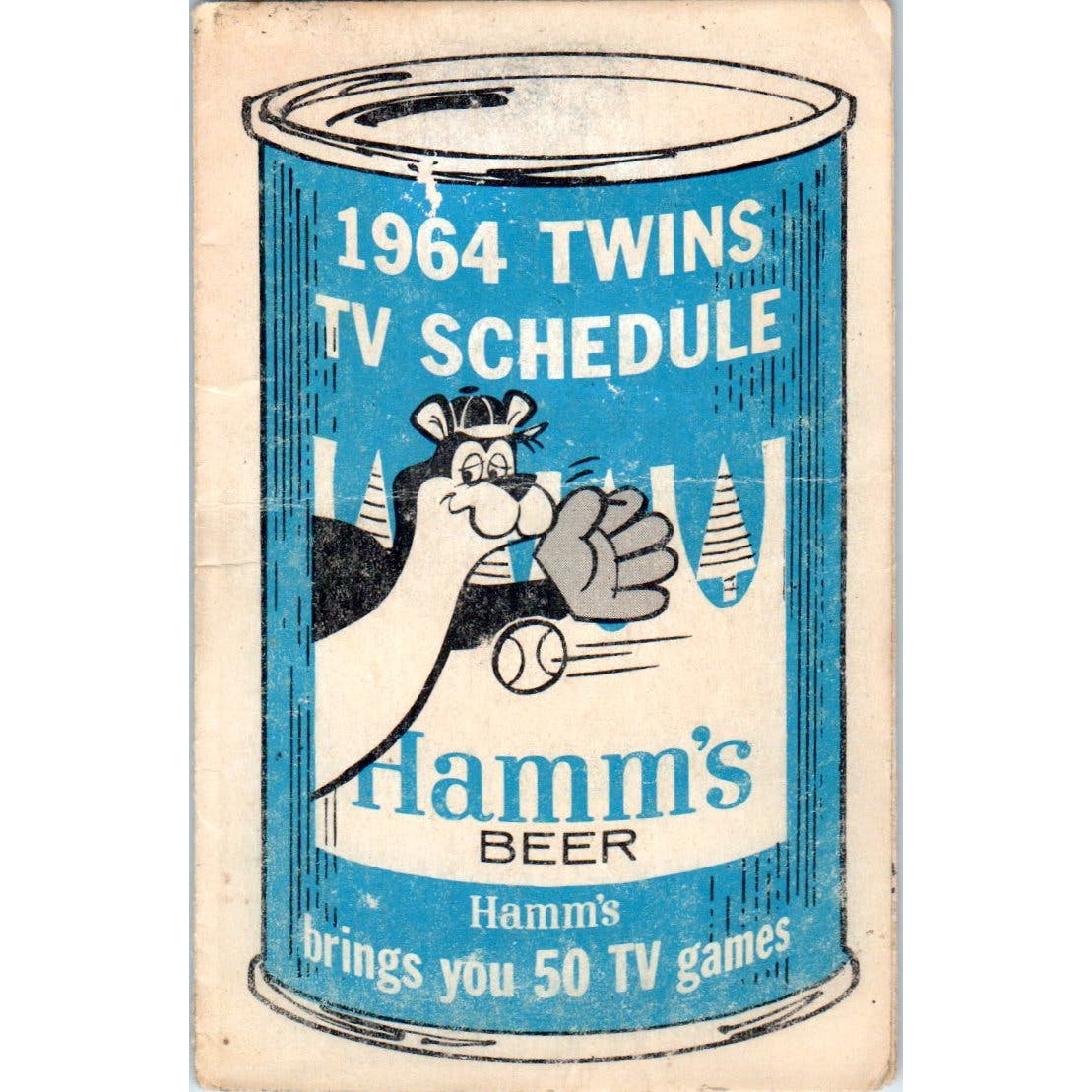 1964 Minnesota Twins Baseball Bear Hamms Pocket TV Schedule TK1-P3