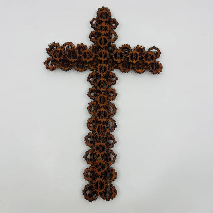 Large Handmade Walnut Rustic Farmhouse Christian Crucifix Cross 8 x 13” TA6