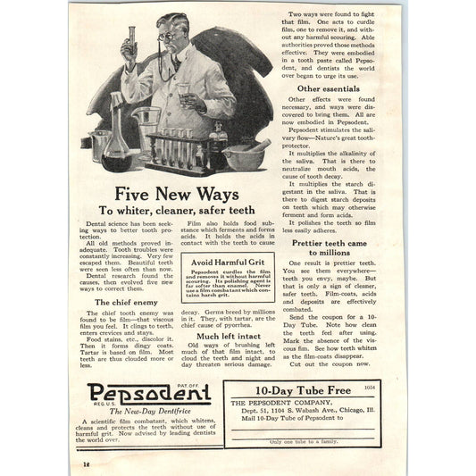 c1920 Harper's Magazine Ad - Pepsodent The New-Day Dentifrice TF6-1