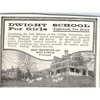 c1920 Harper's Magazine Ad - Dwight School For Girls Englewood New Jersey EA3