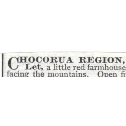 Chocorua Region NH Farmhouse for Rent D. Williams - 1903 Original Ad TJ8-7-5