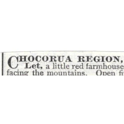 Chocorua Region NH Farmhouse for Rent D. Williams - 1903 Original Ad AK5-S30