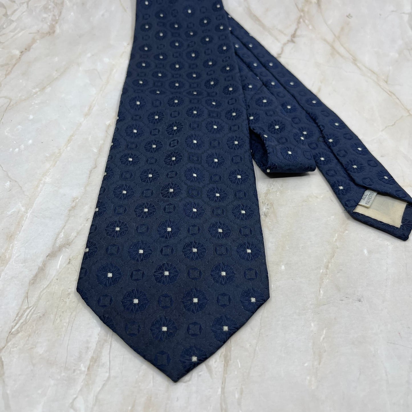 Retro Men's Blue and White Textured Polyester Necktie Tie TJ9